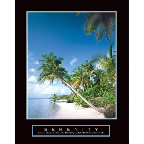 Serenity - Palm Trees White Modern Wood Framed Art Print by Frontline