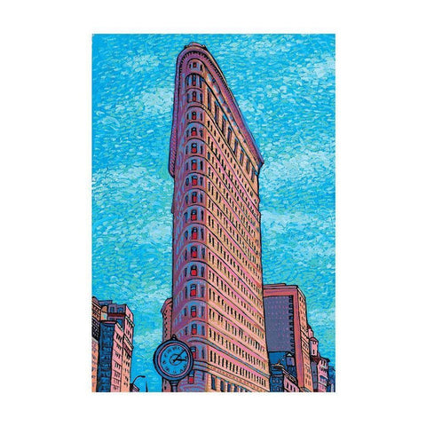 Flat Iron Building Black Modern Wood Framed Art Print with Double Matting by Frontline