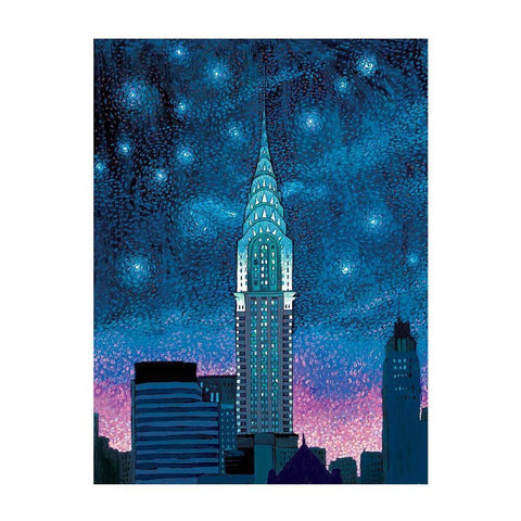 Chrysler Building at Night White Modern Wood Framed Art Print by Frontline