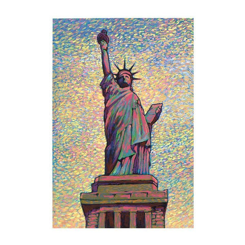 Lady Liberty Black Modern Wood Framed Art Print with Double Matting by Frontline