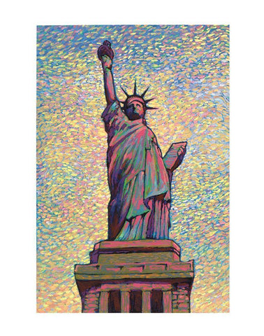 Lady Liberty White Modern Wood Framed Art Print with Double Matting by Frontline