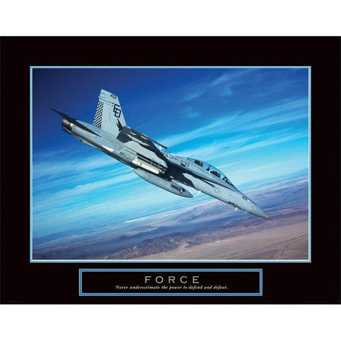 Force - Fighter Jet Gold Ornate Wood Framed Art Print with Double Matting by Unknown