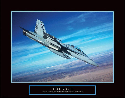 Force - Fighter Jet White Modern Wood Framed Art Print with Double Matting by Unknown