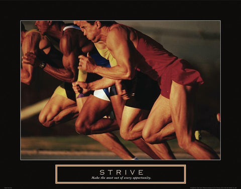 Strive - Track Race White Modern Wood Framed Art Print with Double Matting by Frontline