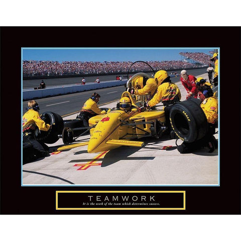 Teamwork - Pit Stop Black Modern Wood Framed Art Print with Double Matting by Frontline