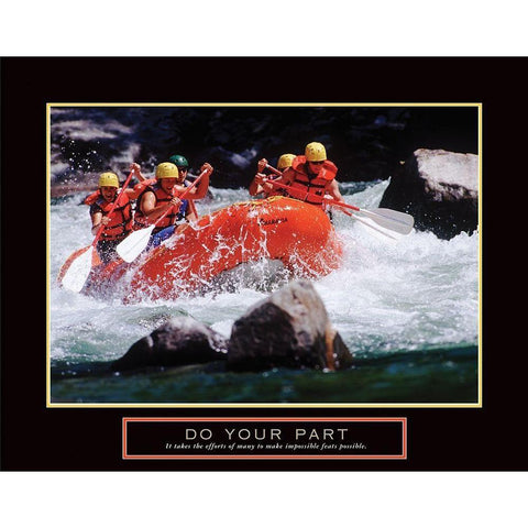 Do Your Part - Whitewater Rafting Black Modern Wood Framed Art Print with Double Matting by Frontline