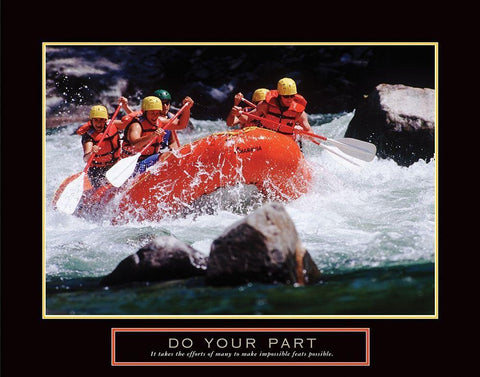 Do Your Part - Whitewater Rafting White Modern Wood Framed Art Print with Double Matting by Frontline