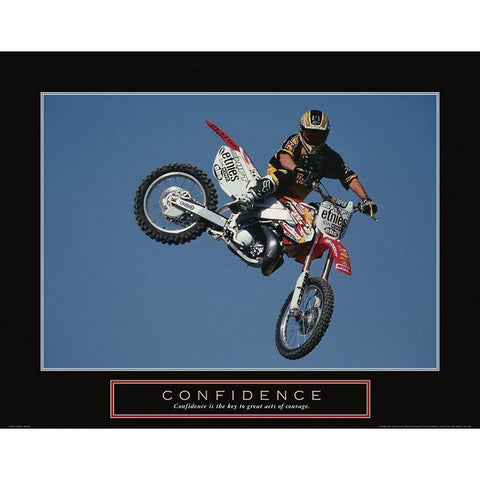 Confidence - Motocross Black Modern Wood Framed Art Print with Double Matting by Frontline