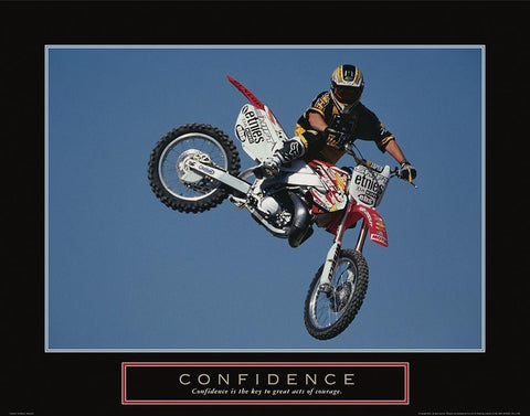 Confidence - Motocross Black Ornate Wood Framed Art Print with Double Matting by Frontline