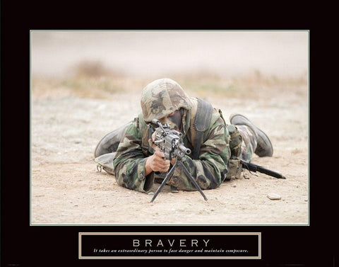 Bravery - Sniper White Modern Wood Framed Art Print with Double Matting by Frontline