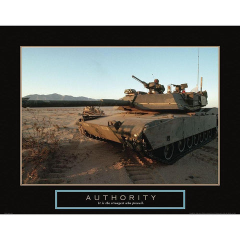 Authority - Tank Black Modern Wood Framed Art Print with Double Matting by Frontline