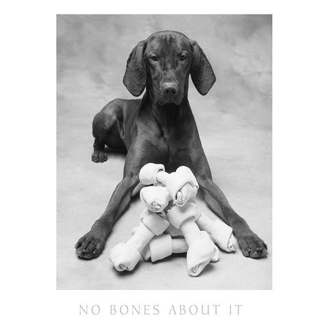 Dog and his Bone Black Modern Wood Framed Art Print with Double Matting by Frontline