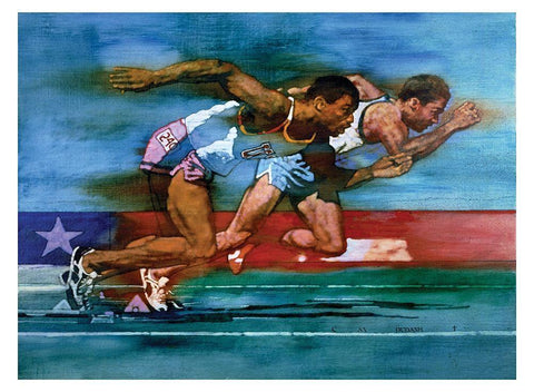 Olympic Track White Modern Wood Framed Art Print with Double Matting by Frontline