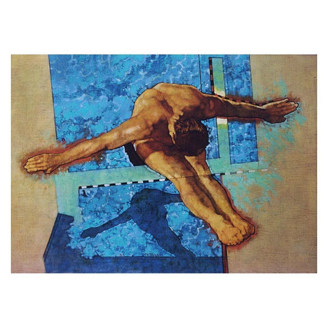 Olympic High Dive Black Modern Wood Framed Art Print with Double Matting by Frontline