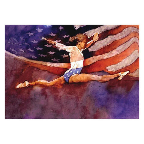 Olympic Gymnastics Gold Ornate Wood Framed Art Print with Double Matting by Frontline