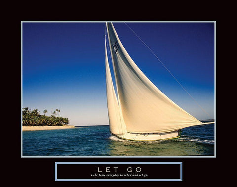 Let Go - Sailing Black Ornate Wood Framed Art Print with Double Matting by Frontline