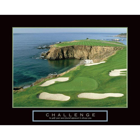 Challenge - Golf by the Sea Black Modern Wood Framed Art Print with Double Matting by Frontline