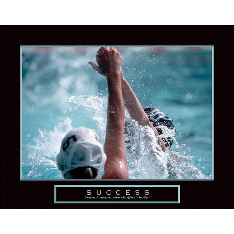 Success - Swimming Black Modern Wood Framed Art Print with Double Matting by Frontline