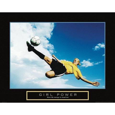 Girl Power - Soccer Gold Ornate Wood Framed Art Print with Double Matting by Frontline