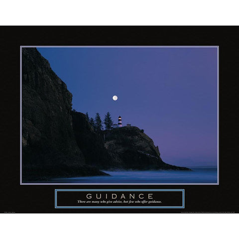 Guidance - Lighthouse Black Modern Wood Framed Art Print with Double Matting by Frontline