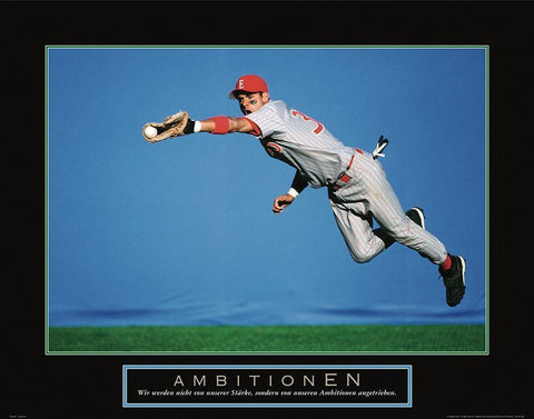 Ambitionen - Baseball White Modern Wood Framed Art Print with Double Matting by Frontline