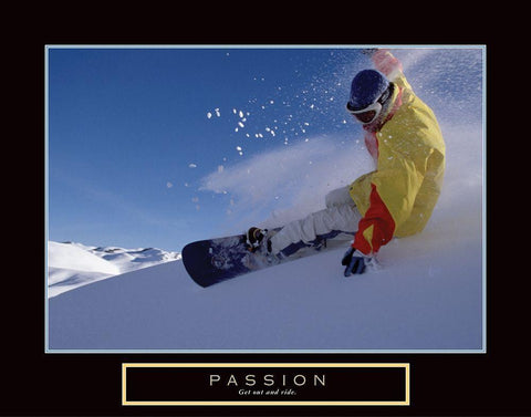 Passion - Snowboarding Black Ornate Wood Framed Art Print with Double Matting by Frontline