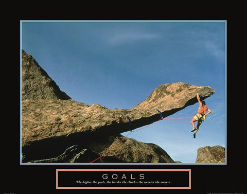 Goals - Cliffhanger Black Ornate Wood Framed Art Print with Double Matting by Frontline