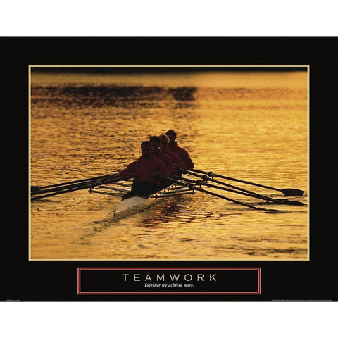 Teamwork - Sculling Gold Ornate Wood Framed Art Print with Double Matting by Frontline