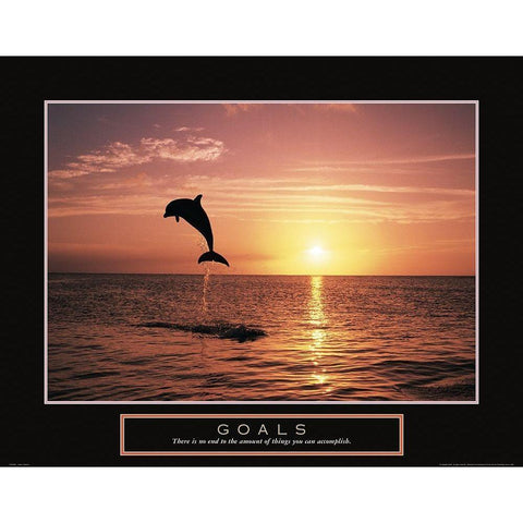 Goals - Dolphin Gold Ornate Wood Framed Art Print with Double Matting by Frontline