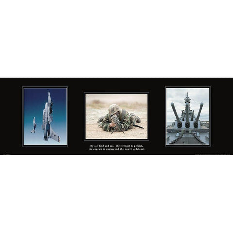 Air, Land and Sea Black Modern Wood Framed Art Print with Double Matting by Frontline