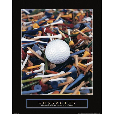 Character - Golf Tees White Modern Wood Framed Art Print by Frontline