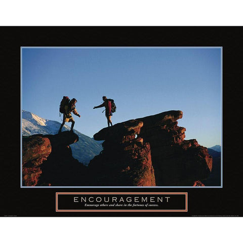 Encouragement - Rock Climbers Black Modern Wood Framed Art Print with Double Matting by Frontline