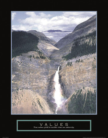 Values - Takakkaw Falls White Modern Wood Framed Art Print with Double Matting by Frontline