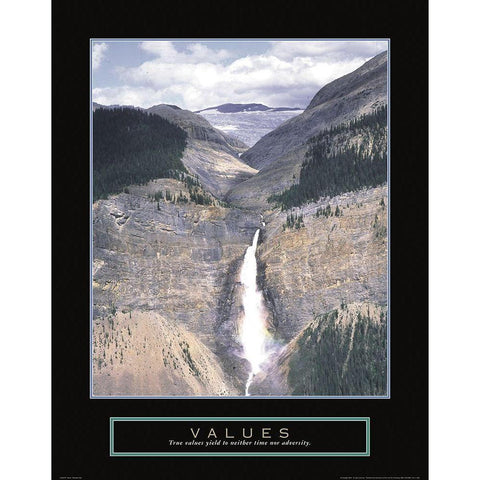 Values - Takakkaw Falls Gold Ornate Wood Framed Art Print with Double Matting by Frontline