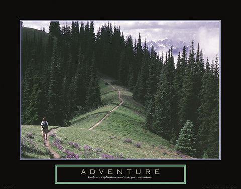 Adventure - Hiking White Modern Wood Framed Art Print with Double Matting by Frontline