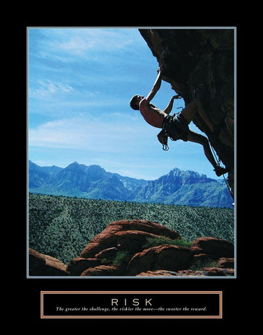 Risk - Climber White Modern Wood Framed Art Print with Double Matting by Frontline