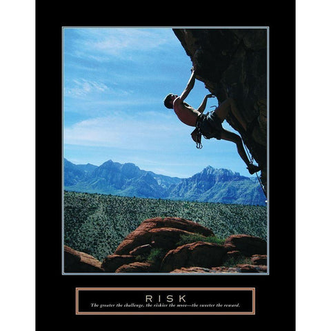 Risk - Climber Black Modern Wood Framed Art Print with Double Matting by Frontline