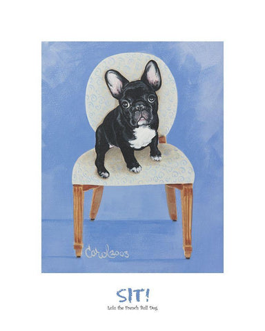 French Bull Dog Sitting White Modern Wood Framed Art Print with Double Matting by Frontline