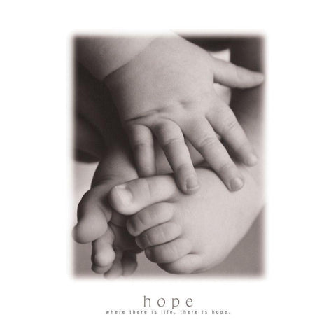 Hope - Infant Hands Gold Ornate Wood Framed Art Print with Double Matting by Frontline