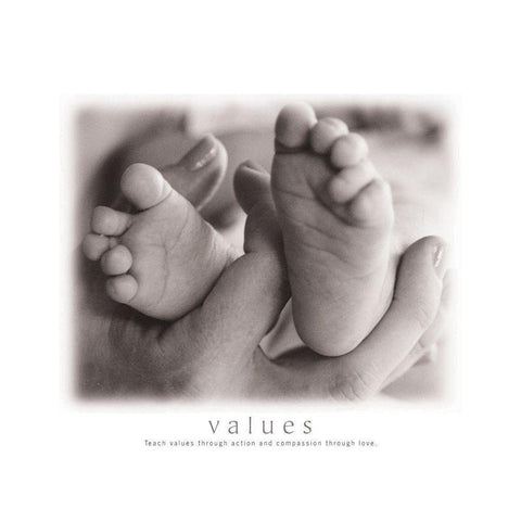 Values - Infant Feet Gold Ornate Wood Framed Art Print with Double Matting by Frontline