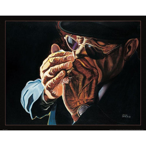 Jazz Blowin Blues White Modern Wood Framed Art Print by Frontline