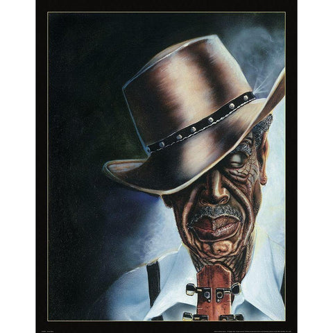 Blues Legend Black Modern Wood Framed Art Print with Double Matting by Frontline