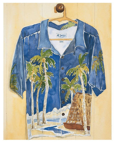 Palm Trees Shirt White Modern Wood Framed Art Print with Double Matting by Frontline