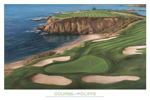 Course on the Cliffs White Modern Wood Framed Art Print with Double Matting by Frontline