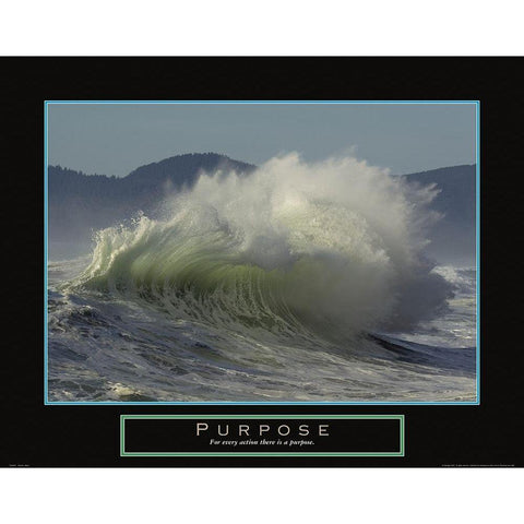 Purpose - Crashing Wave Black Modern Wood Framed Art Print with Double Matting by Frontline