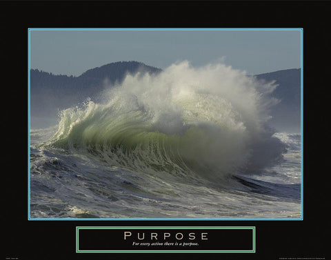 Purpose - Crashing Wave Black Ornate Wood Framed Art Print with Double Matting by Frontline