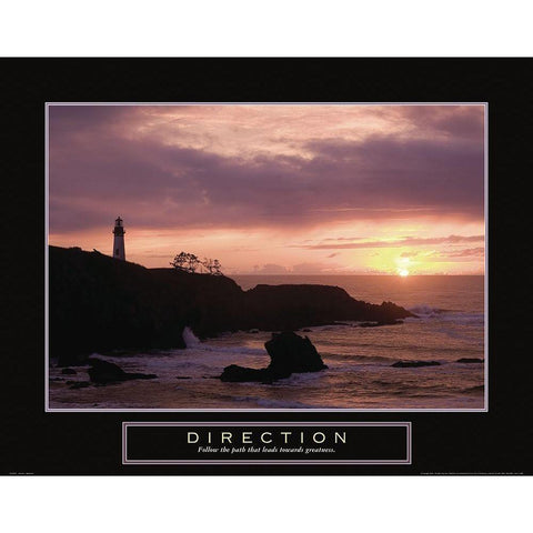 Direction - Lighthouse Gold Ornate Wood Framed Art Print with Double Matting by Frontline