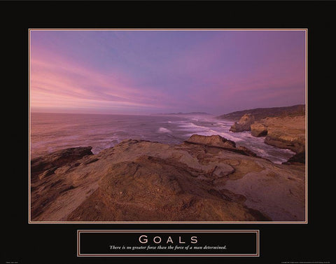 Goals - Beach Black Ornate Wood Framed Art Print with Double Matting by Frontline