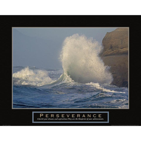 Perseverance - Crashing Wave White Modern Wood Framed Art Print by Frontline