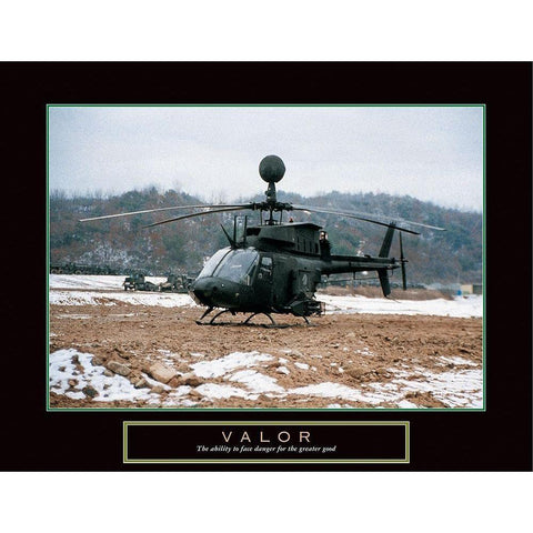 Valor - Helicopter Black Modern Wood Framed Art Print with Double Matting by Frontline